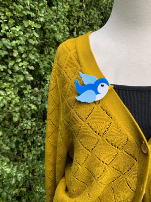 Birdie Bananas : Classic Blue Bluebird Brooch