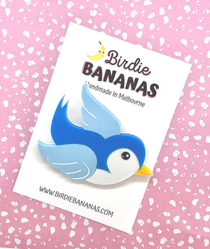 Birdie Bananas : Classic Blue Bluebird Brooch