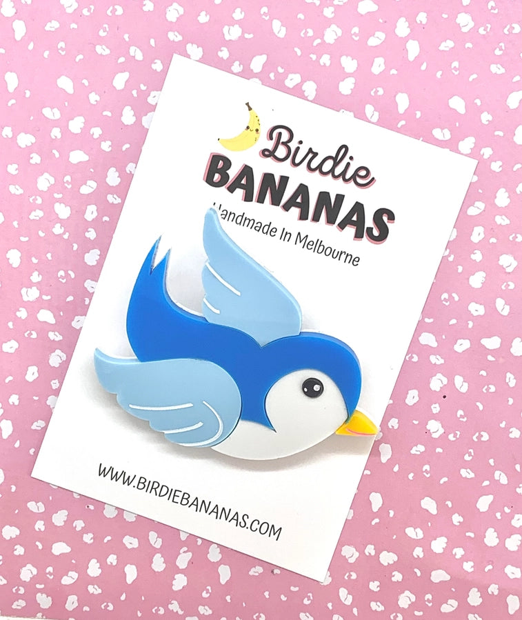 Birdie Bananas : Classic Blue Bluebird Brooch