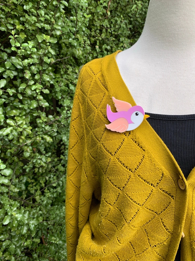 Birdie Bananas : Classic Pink Bluebird Brooch