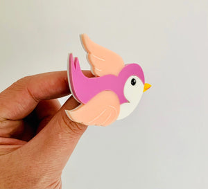 Birdie Bananas : Classic Pink Bluebird Brooch