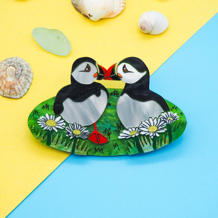Dolly Dimple Design : Puffins Brooch