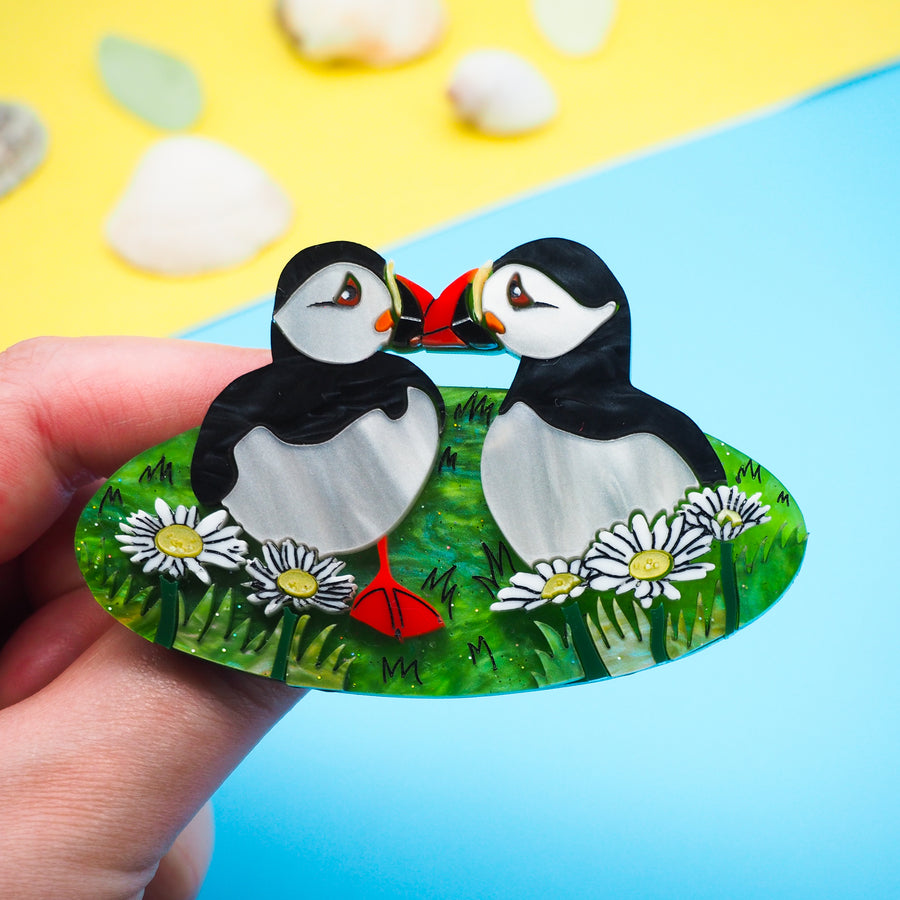 Dolly Dimple Design : Puffins Brooch