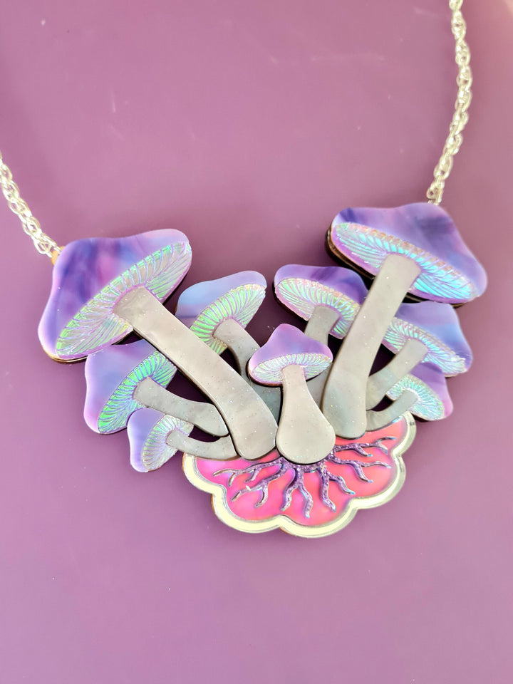 Cherryloco : Cosmic magic mushroom cluster statement necklace