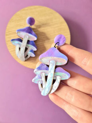 Cherryloco : Cosmic mushroom cluster earrings