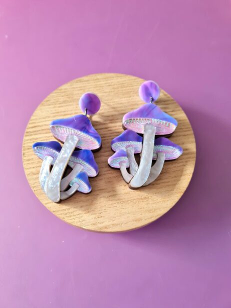 Cherryloco : Cosmic mushroom cluster earrings