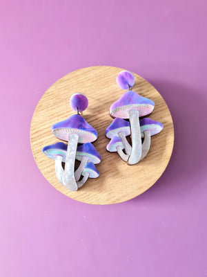 Cherryloco : Cosmic mushroom cluster earrings