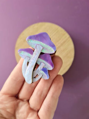 Cherryloco : Cosmic purple mushroom cluster pin or pendant