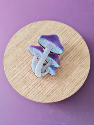 Cherryloco : Cosmic purple mushroom cluster pin or pendant