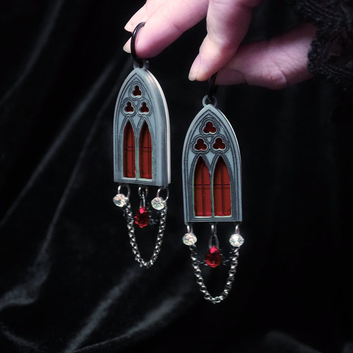 Lost Kiwi Designs : Window Chandelier Earrings - Red Variant