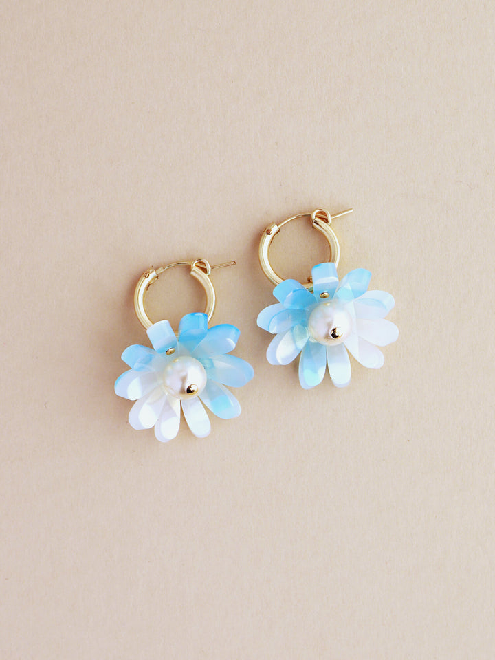 Wolf & Moon : Daisy Hoops in Baby Blue