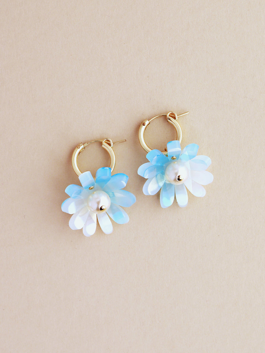 Wolf & Moon : Daisy Hoops in Baby Blue