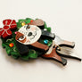 Laliblue : Christmas : Dog in a Christmas wreath brooch