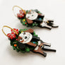 Laliblue : Christmas : Dog in a Christmas wreath earrings