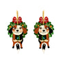Laliblue : Christmas : Dog in a Christmas wreath earrings