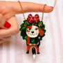 Laliblue : Christmas : Dog in a Christmas wreath necklace