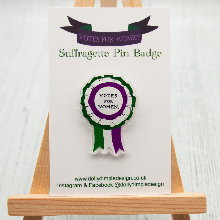 Dolly Dimple Design : Votes for Women Rosette Pin Badge [PRE-ORDER]