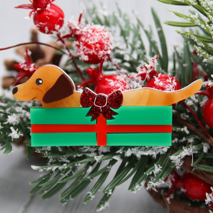 Dolly Dimple Design : Sausage Dog Surprise Brooch [PRE-ORDER]