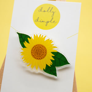 Dolly Dimple Design : Sunflower Acrylic Pin Badge