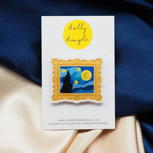 Dolly Dimple Design : 'The Starry Night' Acrylic Pin Badge