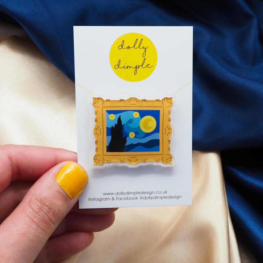 Dolly Dimple Design : 'The Starry Night' Acrylic Pin Badge