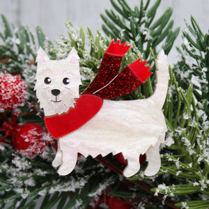 Dolly Dimple Design : Cosy Westie Brooch [PRE-ORDER]