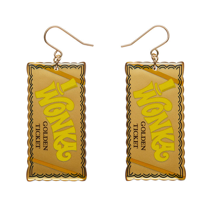 Erstwilder : Willy Wonka : Golden Ticket Drop Earrings