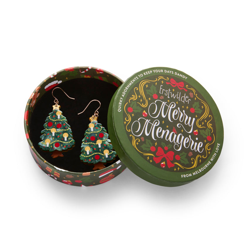 Erstwilder : Merry Menagerie : Christmas Tree Centre-Piece Drop Earrings