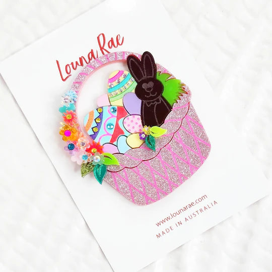 Louna Rae : Easter Egg Hunt brooch – Pink basket [PRE-ORDER]