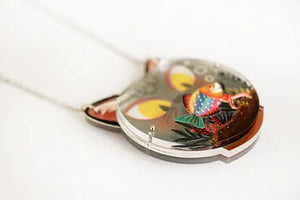 LaliBlue :  Halloween Woods : Fishbowl necklace with cat [PRE-ORDER]