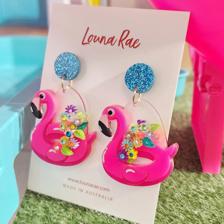 Louna Rae : Flamingo Float Dangle Earrings