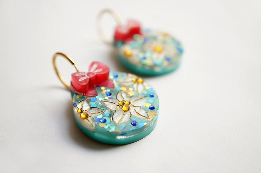 Laliblue : Christmas : Floral Christmas Ornament Earrings