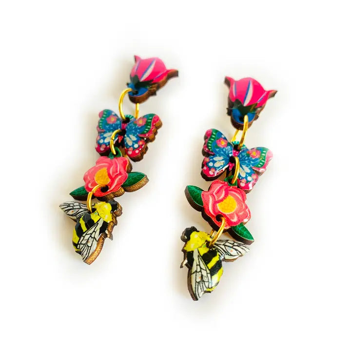 Rosie Rose Parker : Floral Heaven Dangle Butterfly Earrings