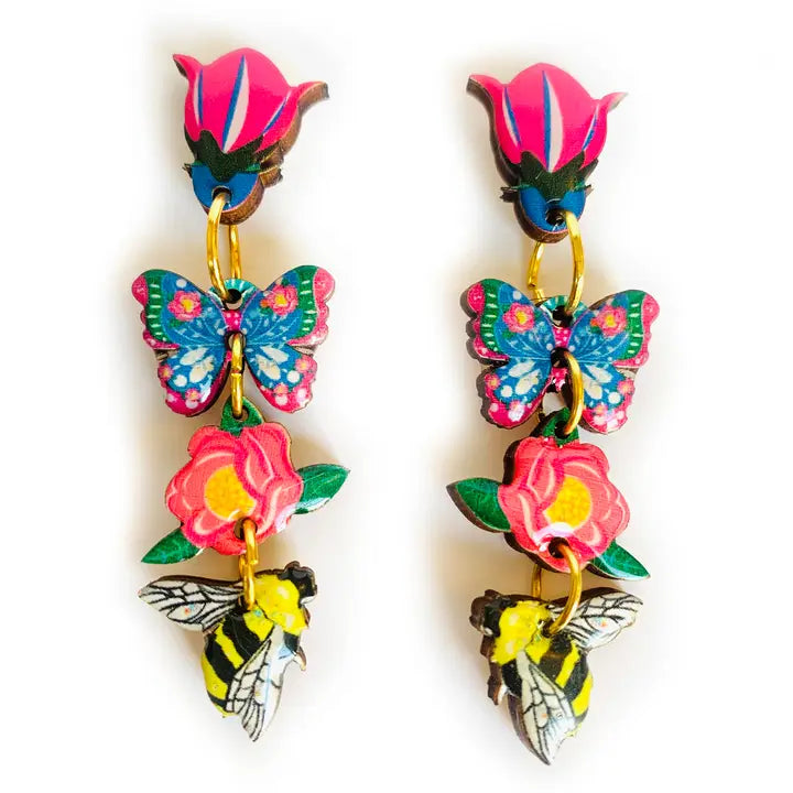 Rosie Rose Parker : Floral Heaven Dangle Butterfly Earrings