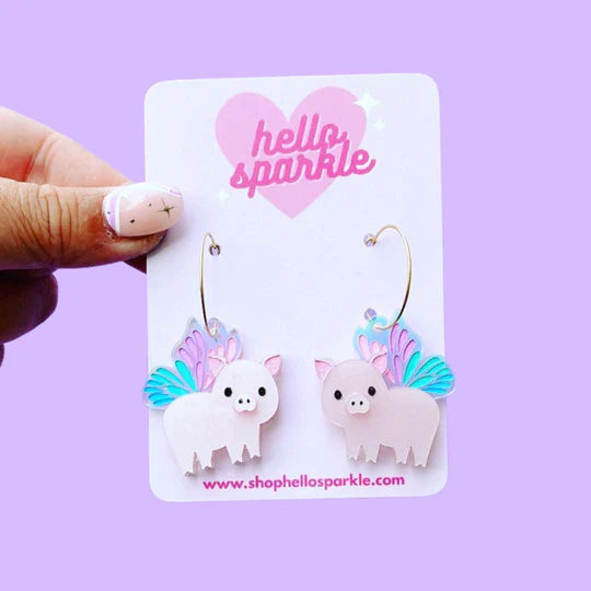 Hello Sparkle : Flying Pig Earrings