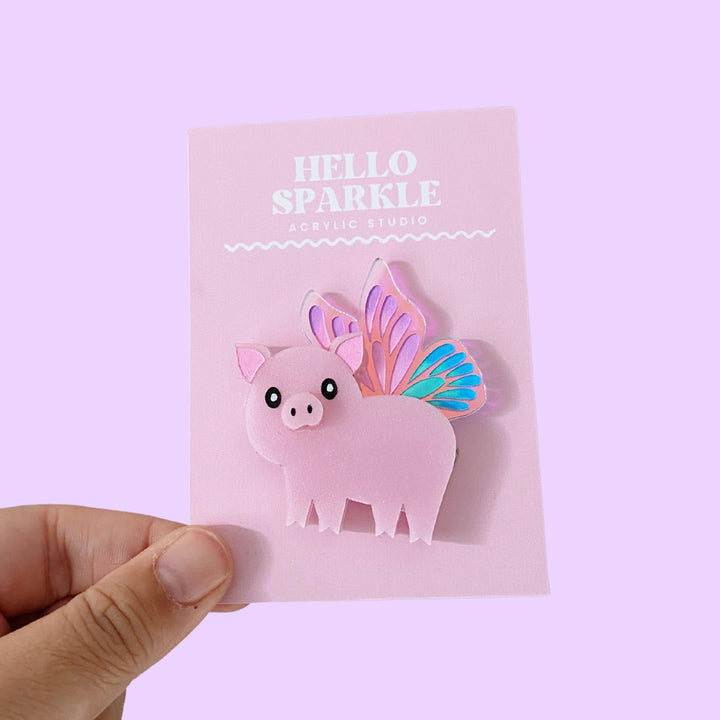 Hello Sparkle : Flying Pig Brooch