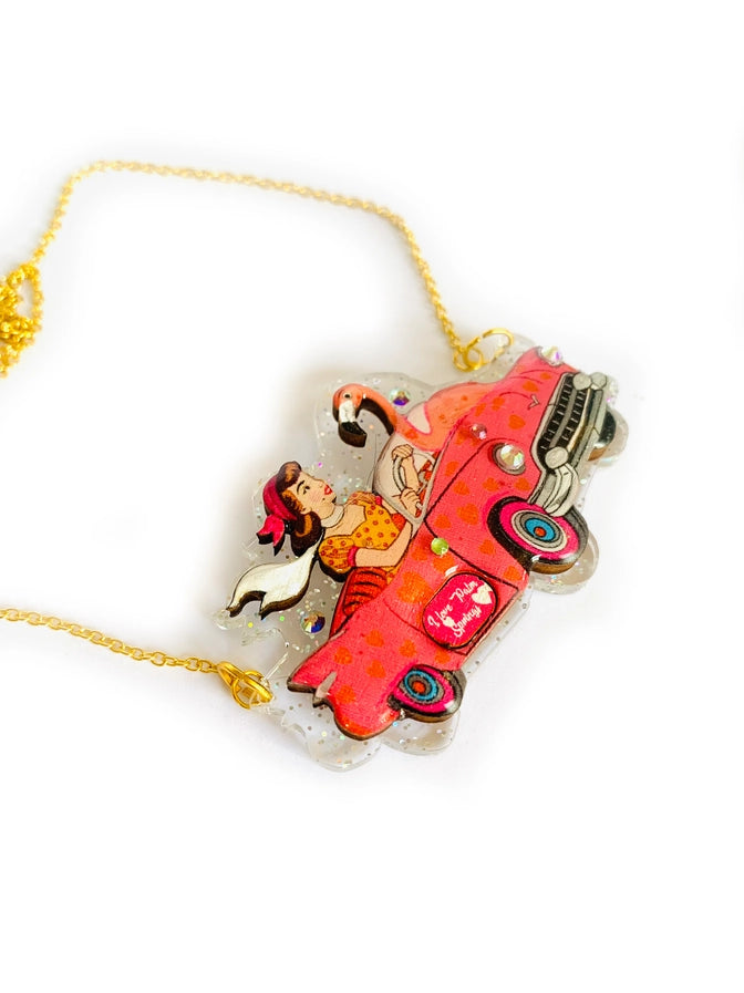 Rosie Rose Parker : Frankie and the Flamingo Car Necklace