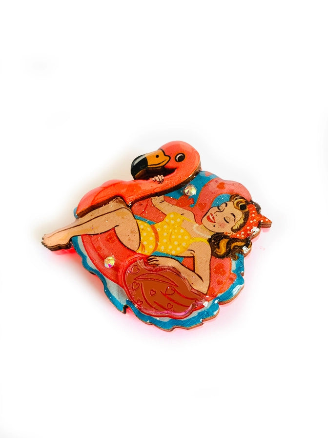 Rosie Rose Parker : Frankie and the Flamingo Swimming Time Brooch