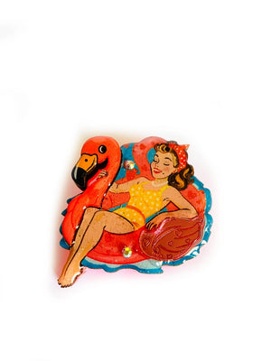 Rosie Rose Parker : Frankie and the Flamingo Swimming Time Brooch