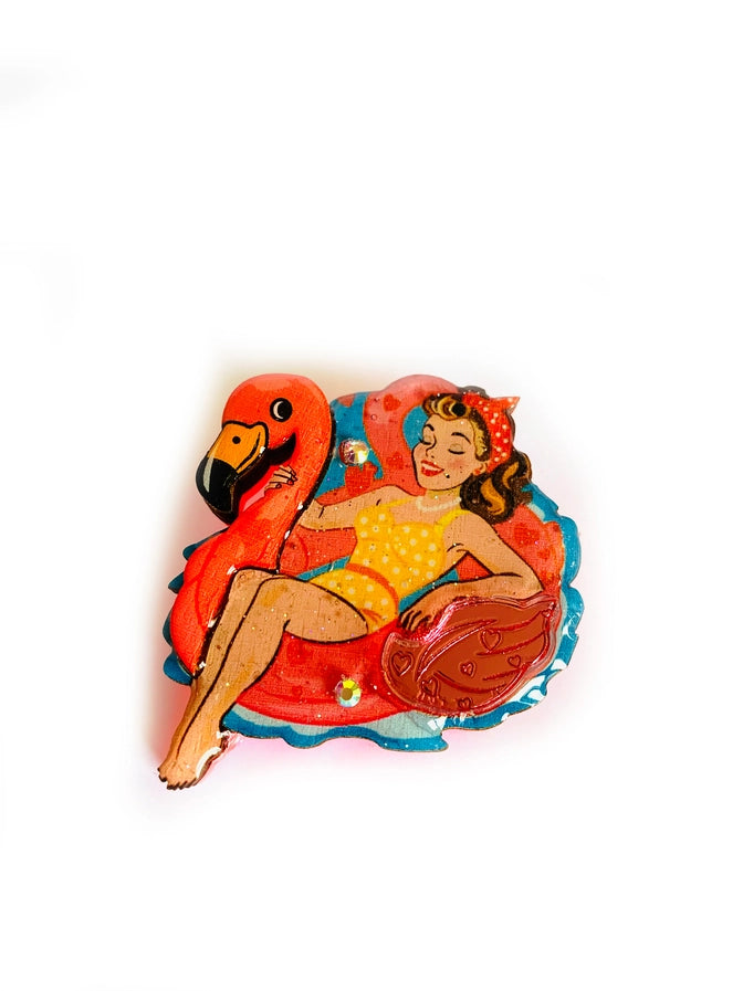 Rosie Rose Parker : Frankie and the Flamingo Swimming Time Brooch
