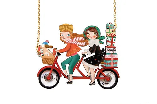LaliBlue :  Christmas :  Friends on a bicycle necklace