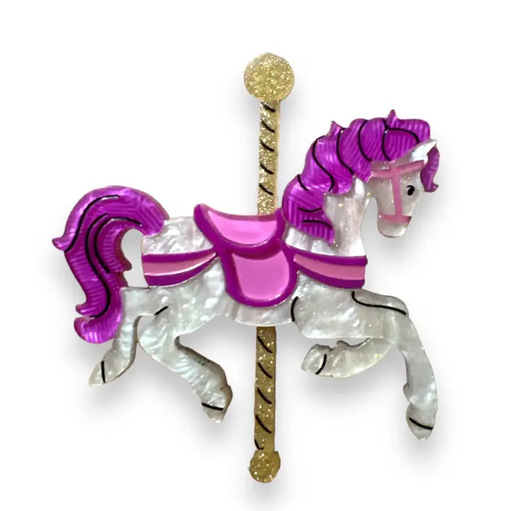 Lipstick & Chrome : Funfair Carousel Horse Acrylic Brooch x Makokot [PRE-ORDER]