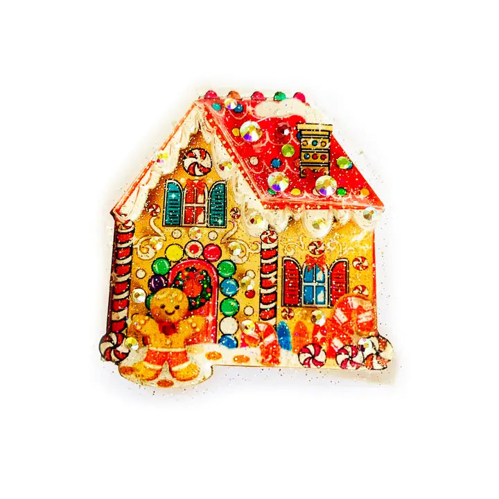 Rosie Rose Parker : Gingerbread man house Christmas brooch