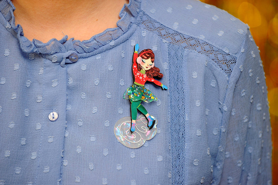 LaliBlue : Christmas : Girl ice skating brooch