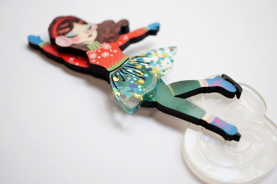 LaliBlue : Christmas : Girl ice skating brooch