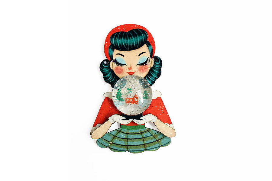 Laliblue : Christmas : Girl with a snow globe brooch