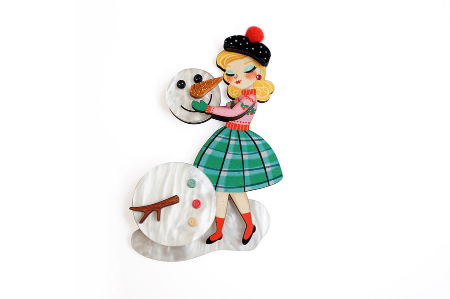 Laliblue : Christmas : Girl with a snowman brooch