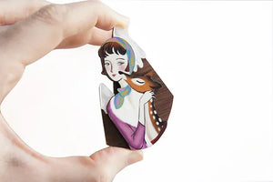 LaliBlue : Girl with deer and mountains brooch