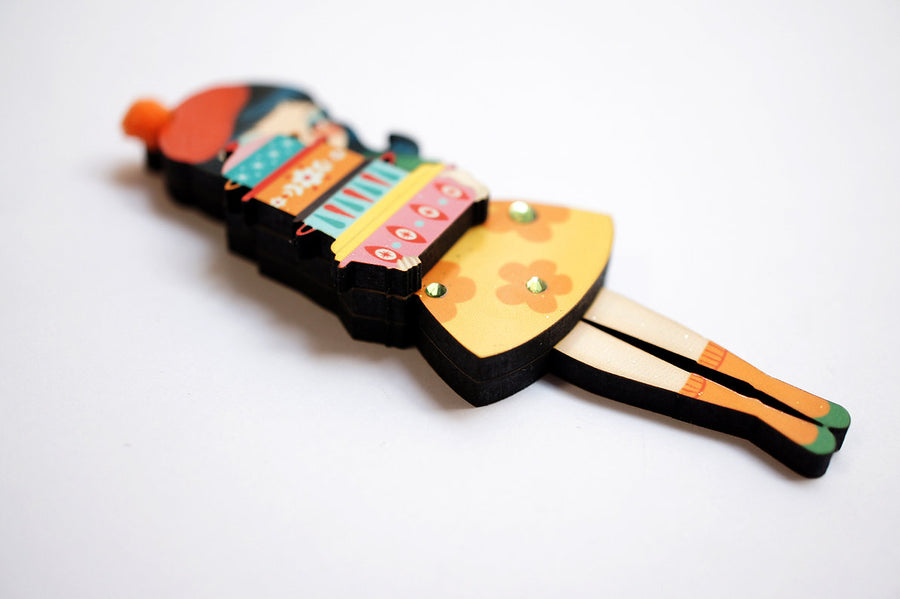 LaliBlue : Christmas : Girl with retro Pyrex containers brooch