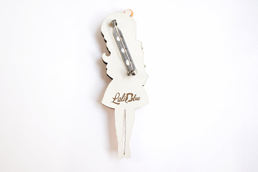 LaliBlue : Christmas : Girl with retro Pyrex containers brooch